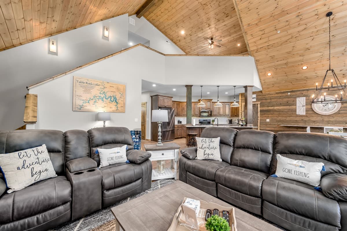 The wood clad ceiling is just gorgeous!