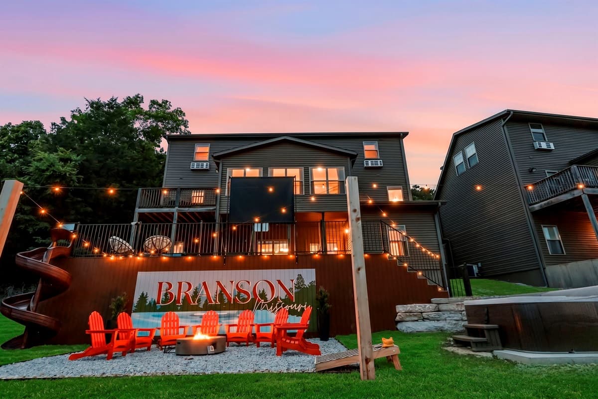 Brand new firepit, slide, and hot tub!
