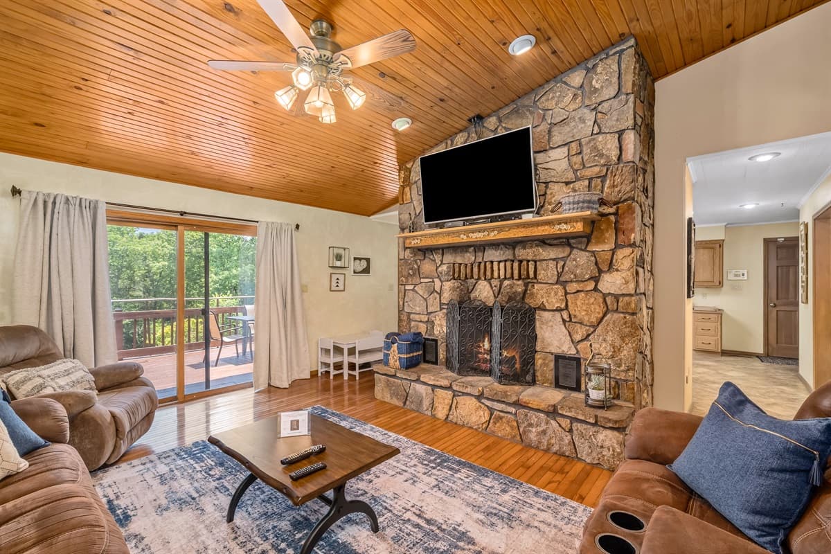 Snuggle up with your honey in front of the gas fireplace.