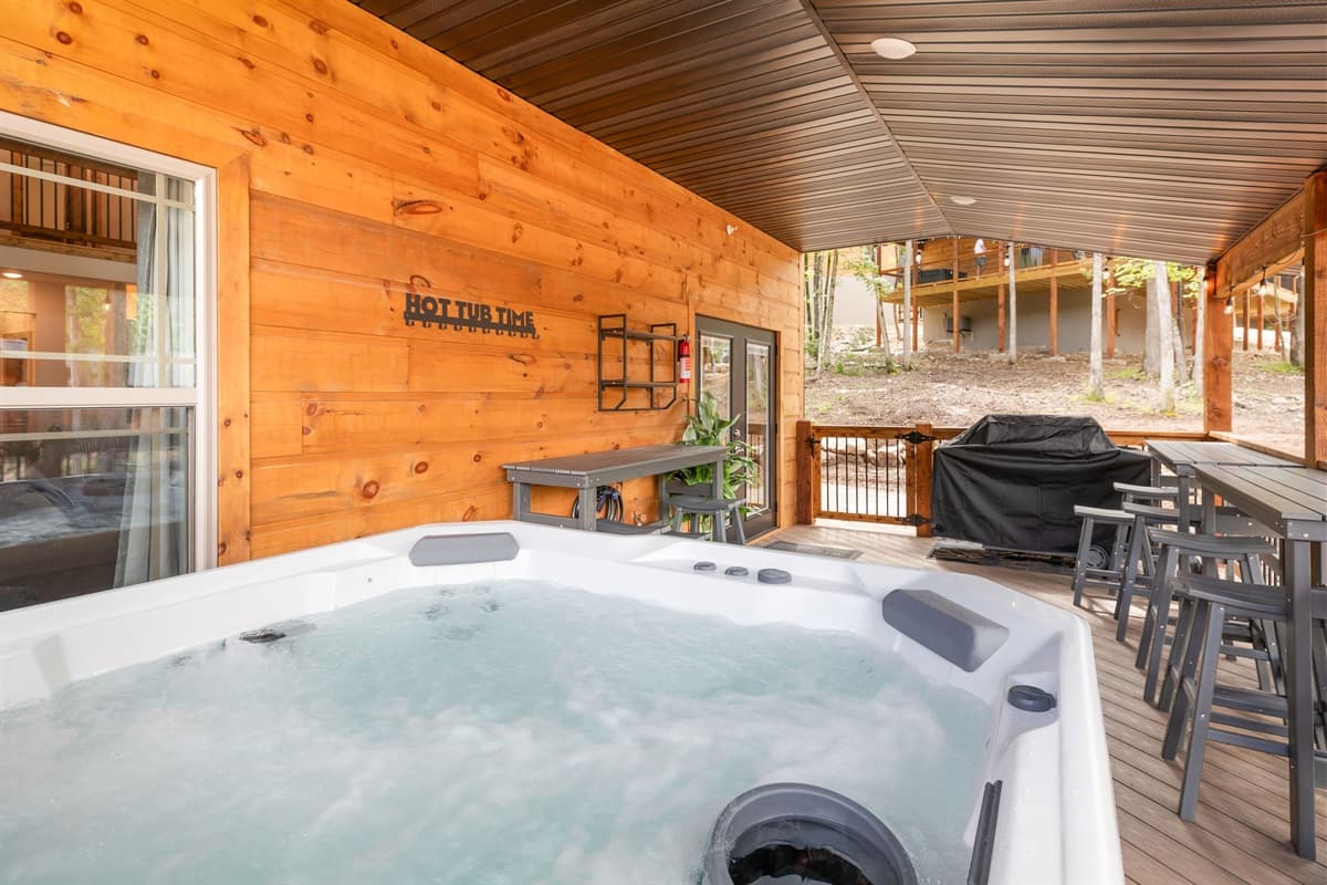 Relax in the hot tub or grill on your back deck!