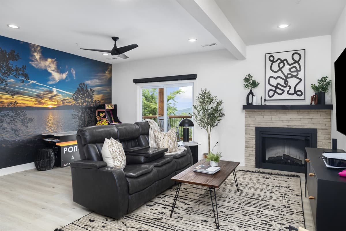 Downstairs Gaming Room with Arcade Machines and PS5