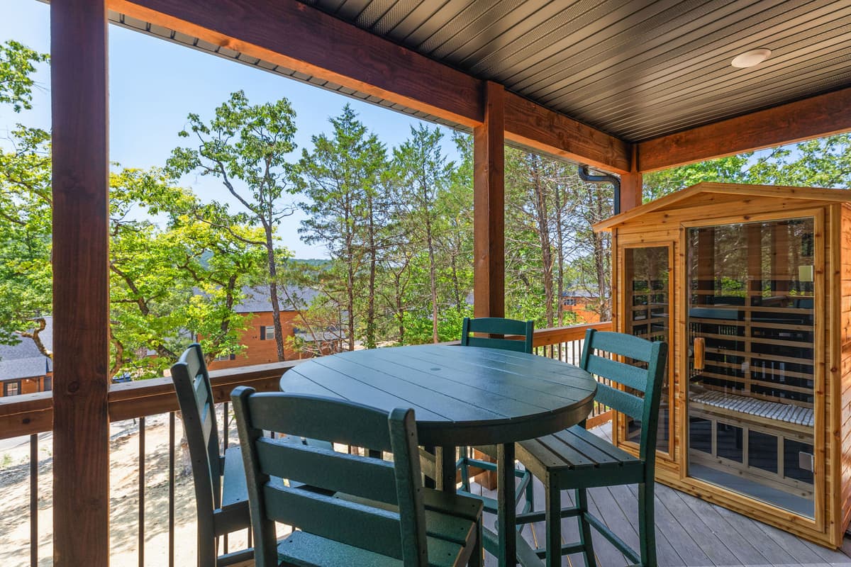 Sit in the sauna or relax on the back deck with your morning coffee