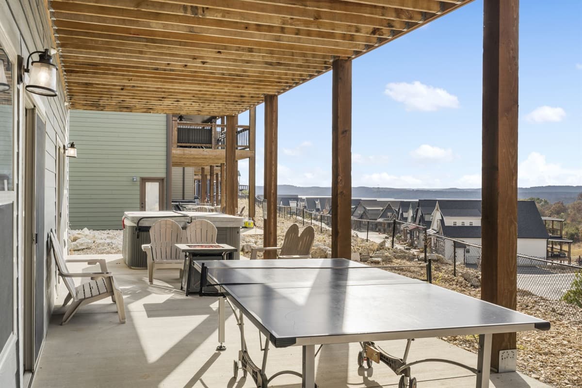 Ping pong, fire pit, and hot tub on the lower deck!