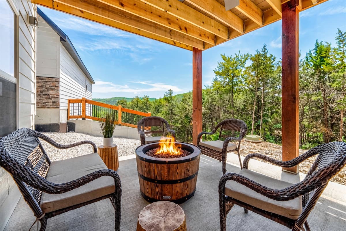 Gas firepit on you back deck!